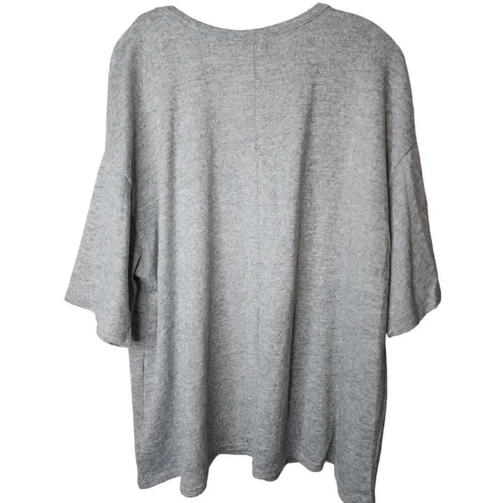 Lane Bryant Heather Gray Short Sleeve Sweater with Pearls